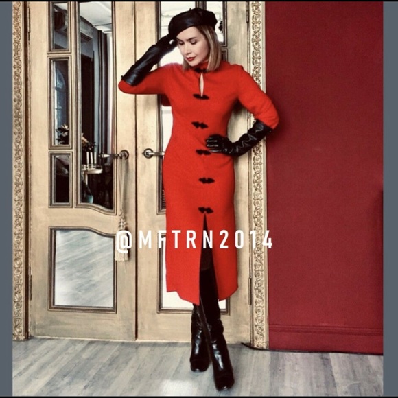 ZARA RED TOGGLE DRESS - Picture 3 of 12